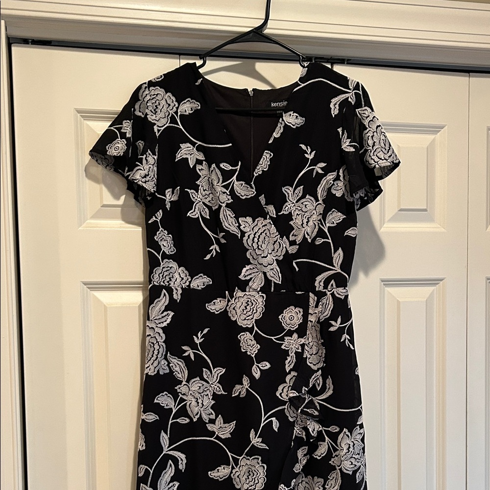Kensie Black Dress with White Floral Design